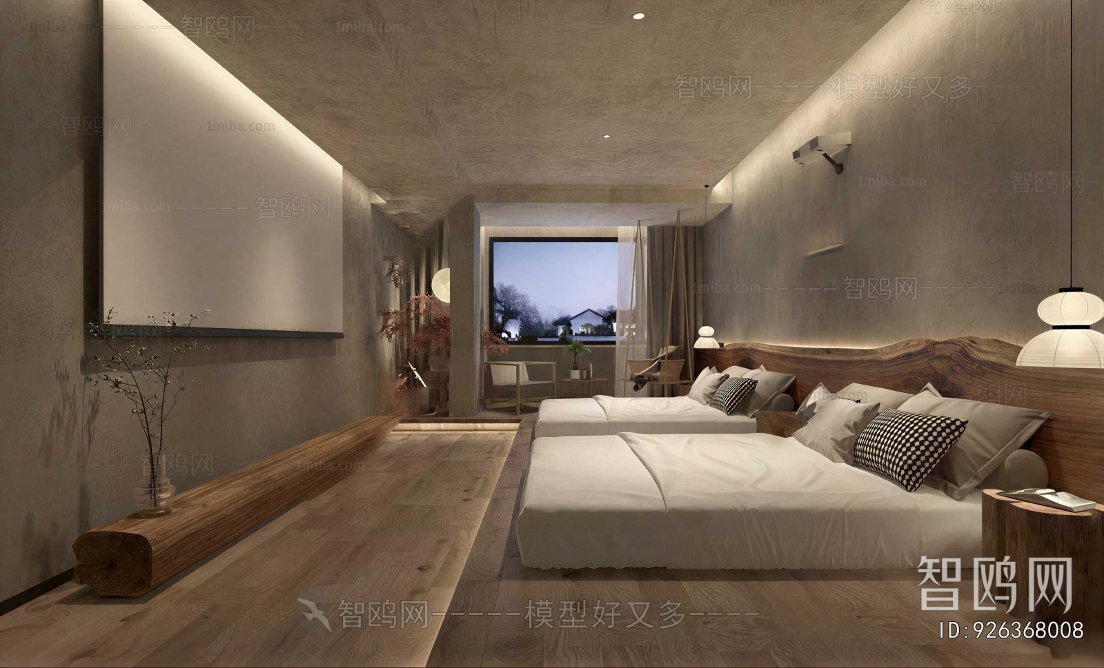 Wabi-sabi Style Guest Room