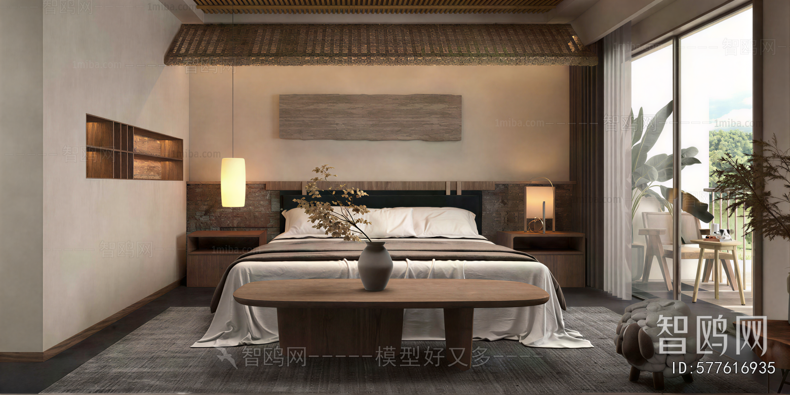 Wabi-sabi Style Guest Room