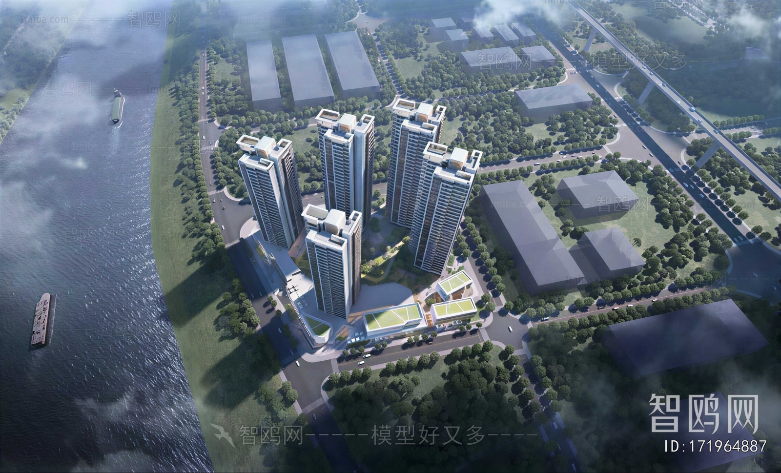 Modern Architectural Bird's-eye View Planning