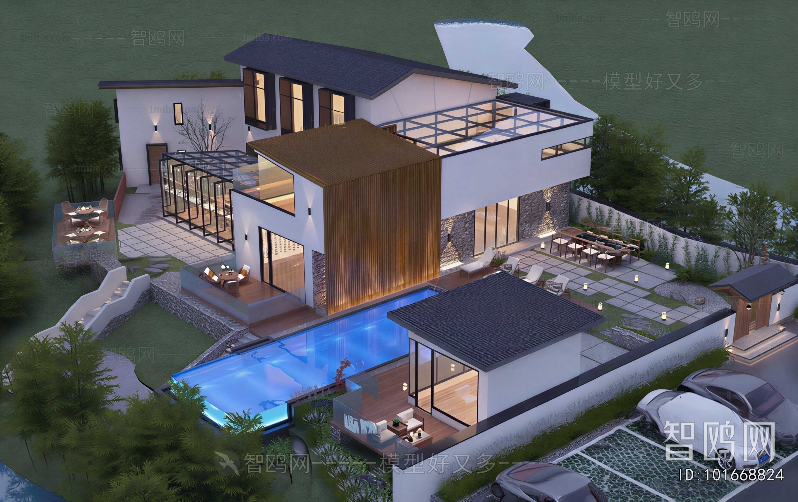 Modern Architectural Bird's-eye View Planning