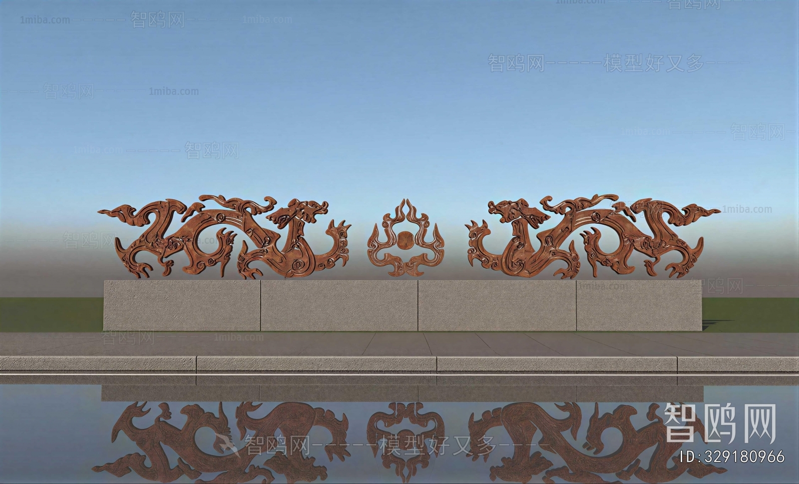 New Chinese Style Sculpture Sketch