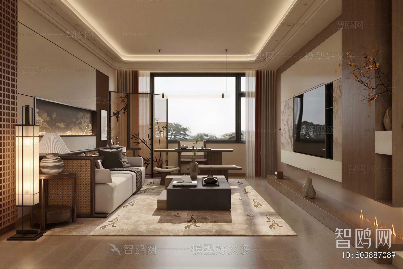 New Chinese Style A Living Room