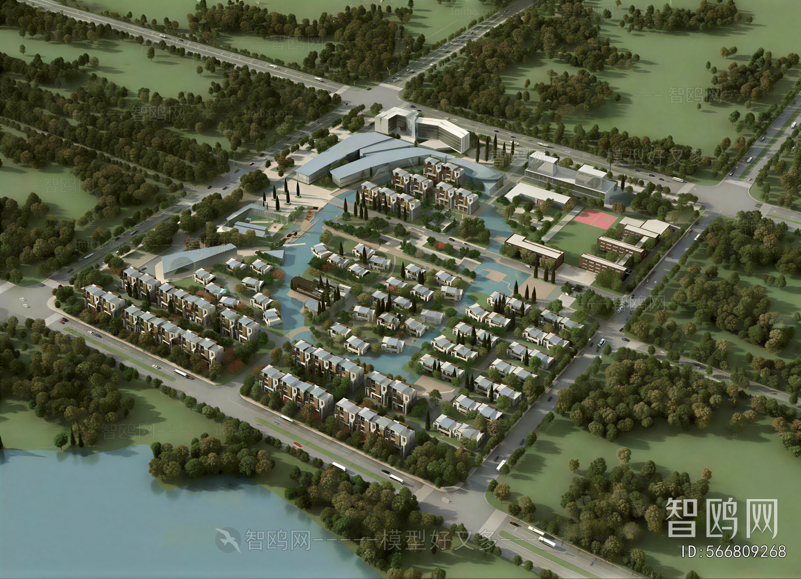 Modern Architectural Bird's-eye View Planning