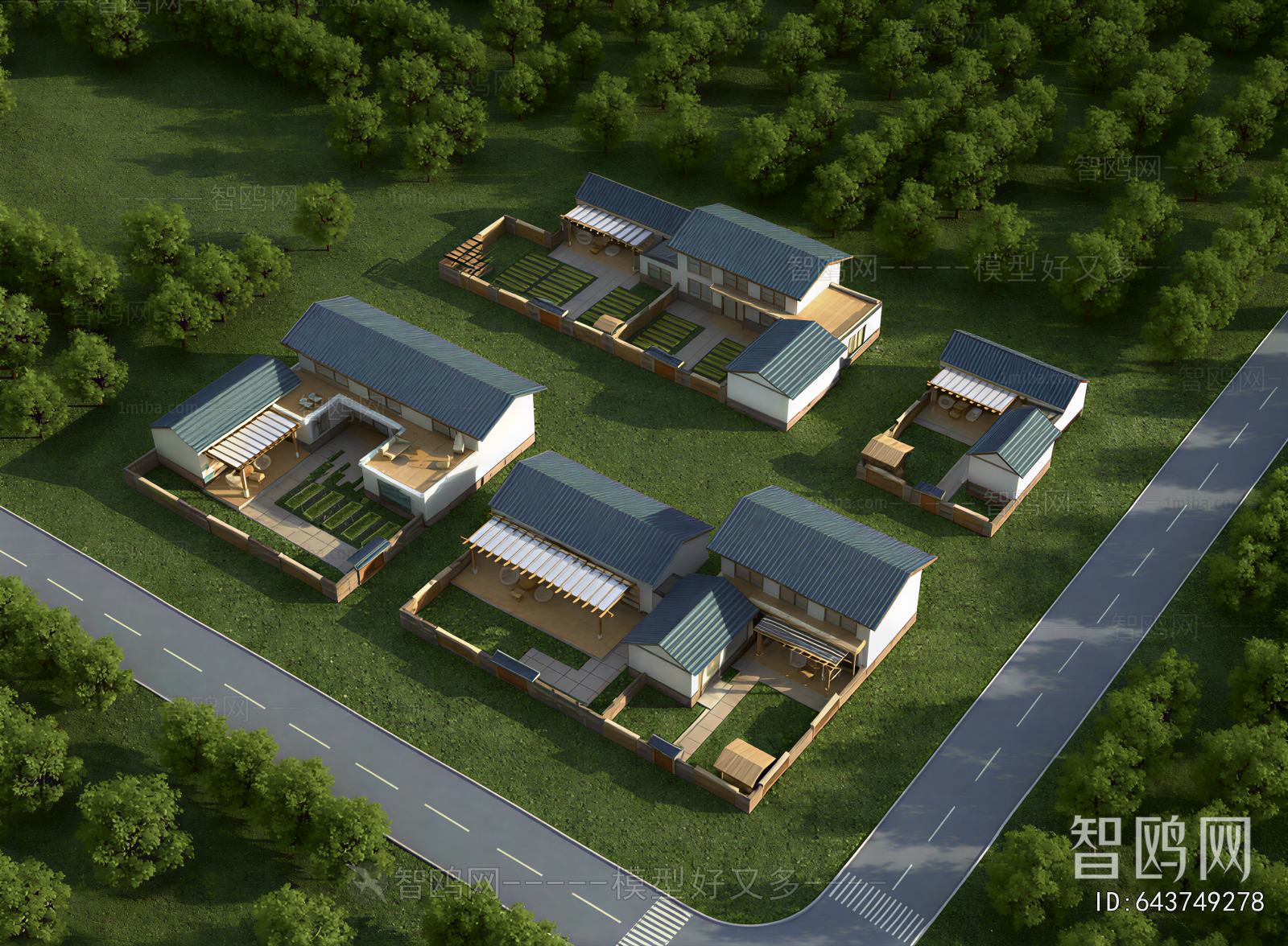 New Chinese Style Architectural Bird's-eye View Planning