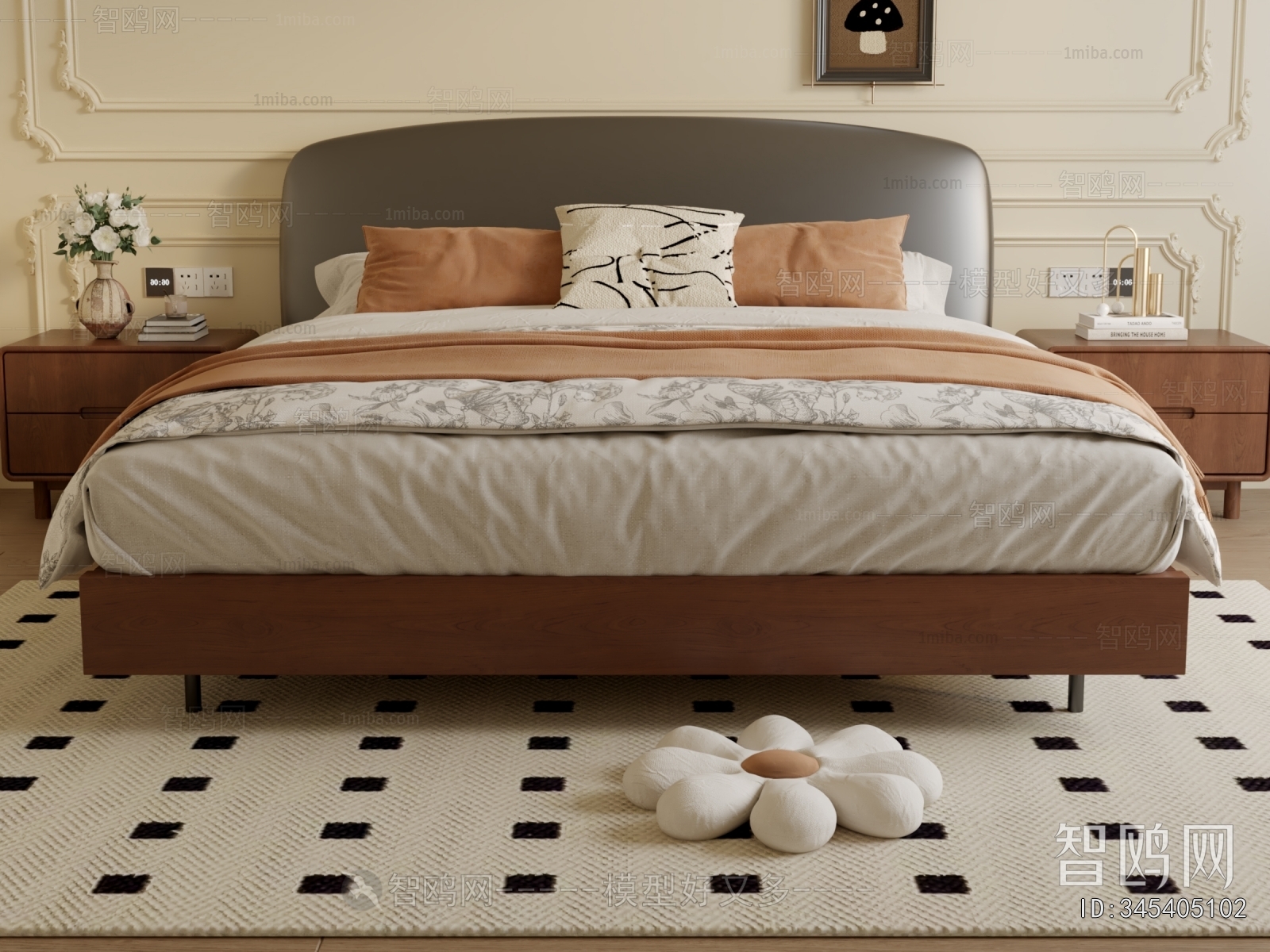 Wabi-sabi Style Double Bed