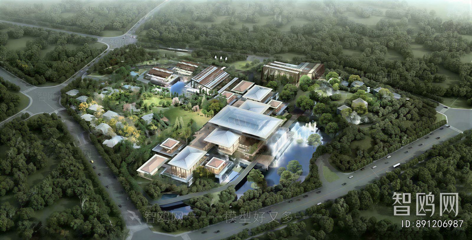 Modern Architectural Bird's-eye View Planning