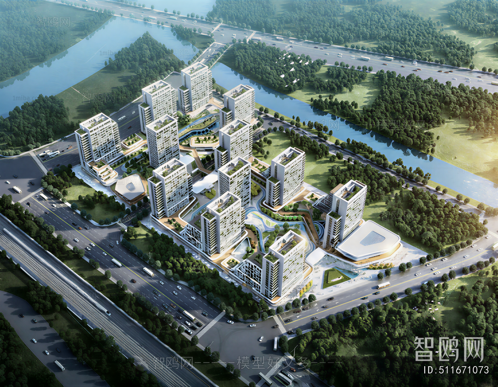 Modern Architectural Bird's-eye View Planning