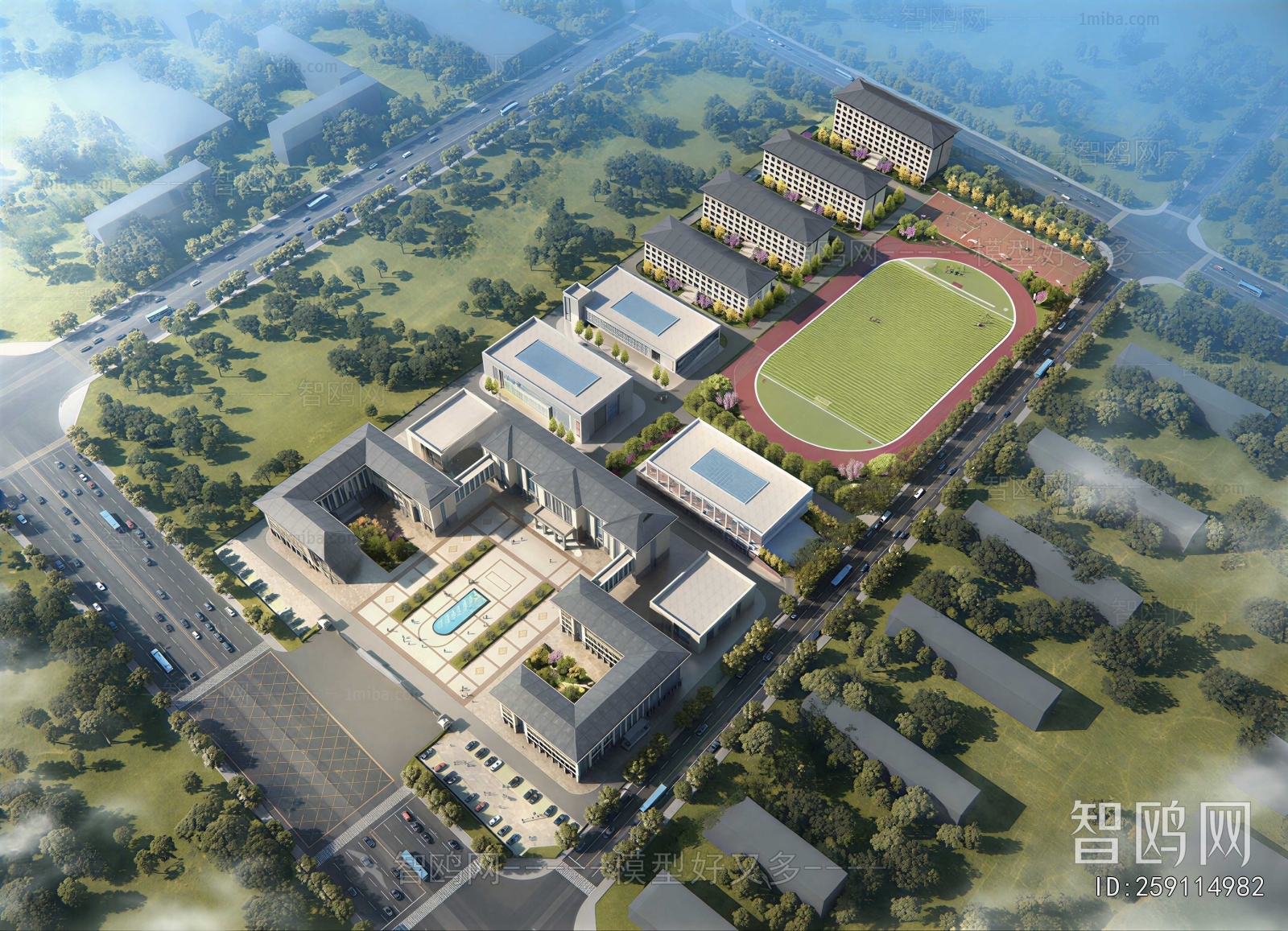 Modern Architectural Bird's-eye View Planning