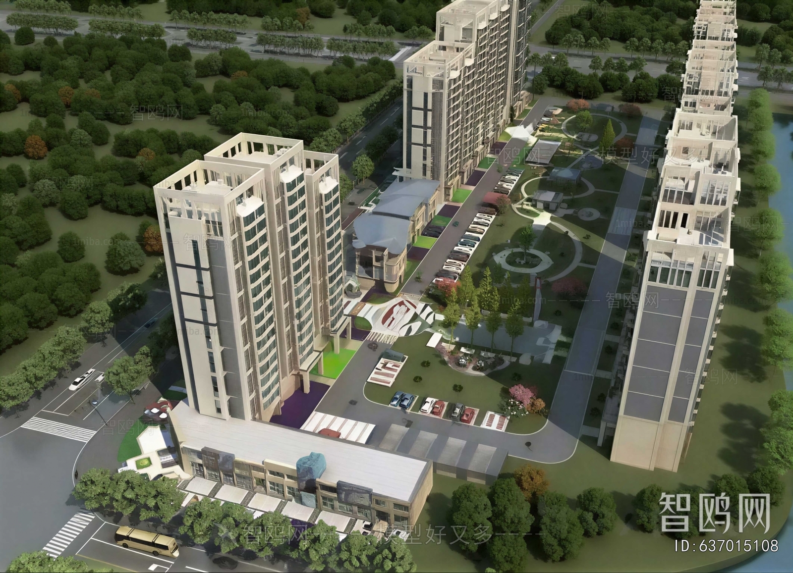 Modern Architectural Bird's-eye View Planning