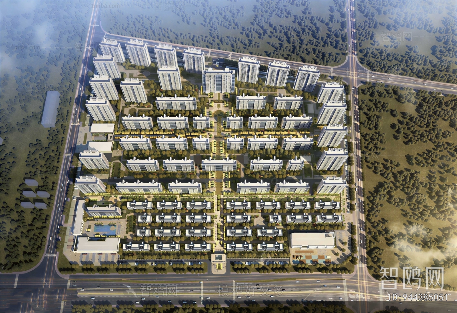 Modern Architectural Bird's-eye View Planning