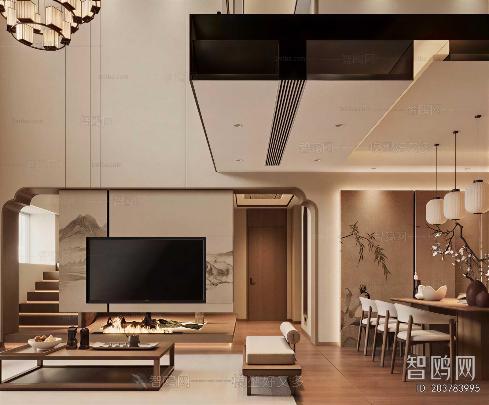 New Chinese Style A Living Room