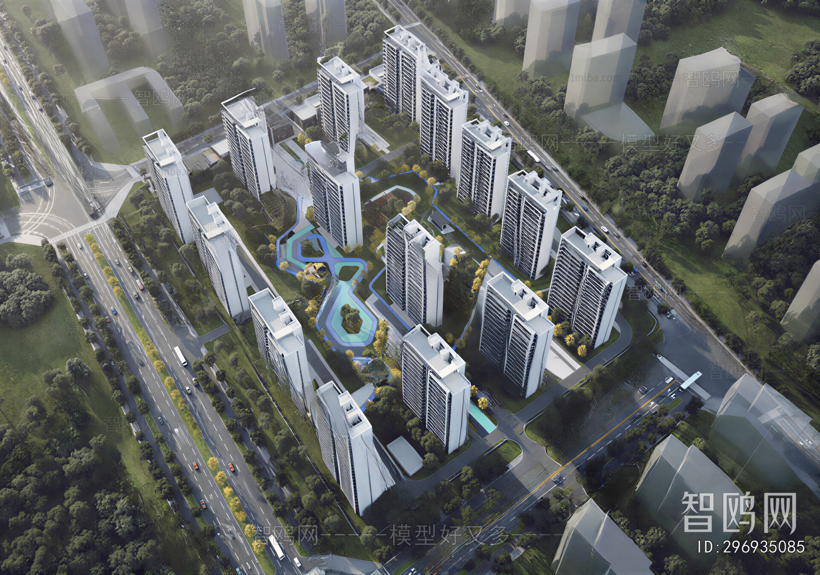 Modern Architectural Bird's-eye View Planning