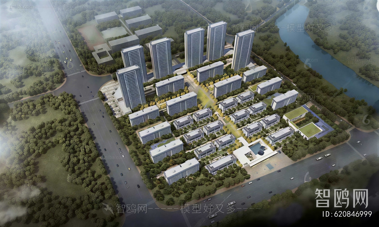 Modern Architectural Bird's-eye View Planning