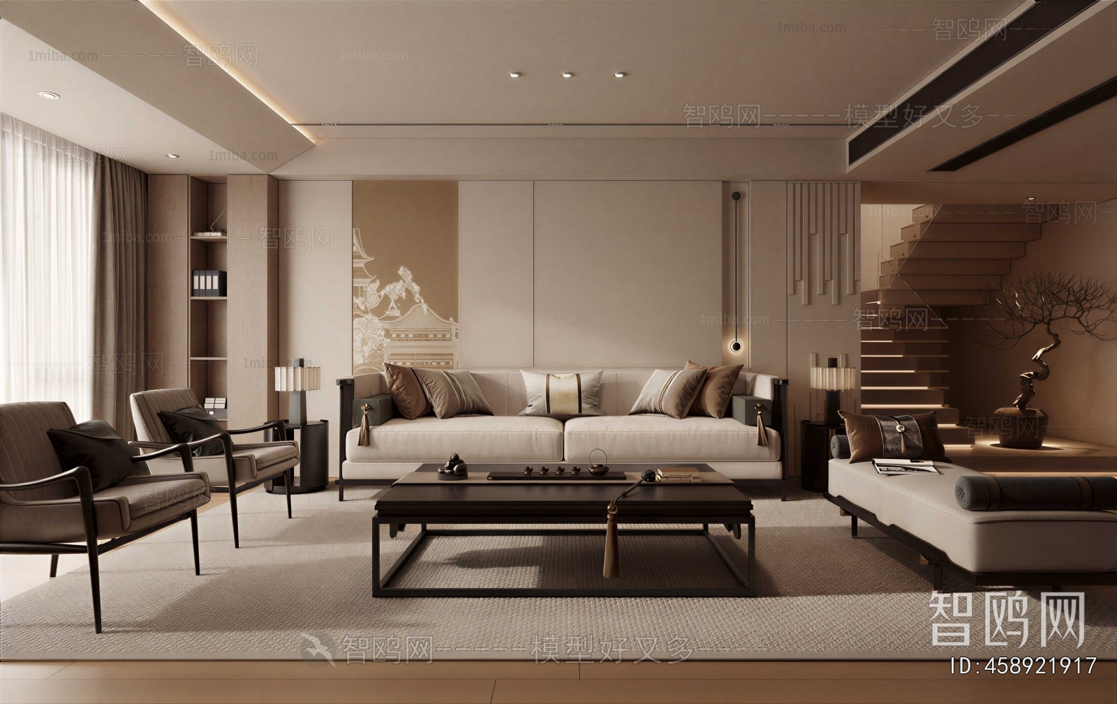 New Chinese Style A Living Room