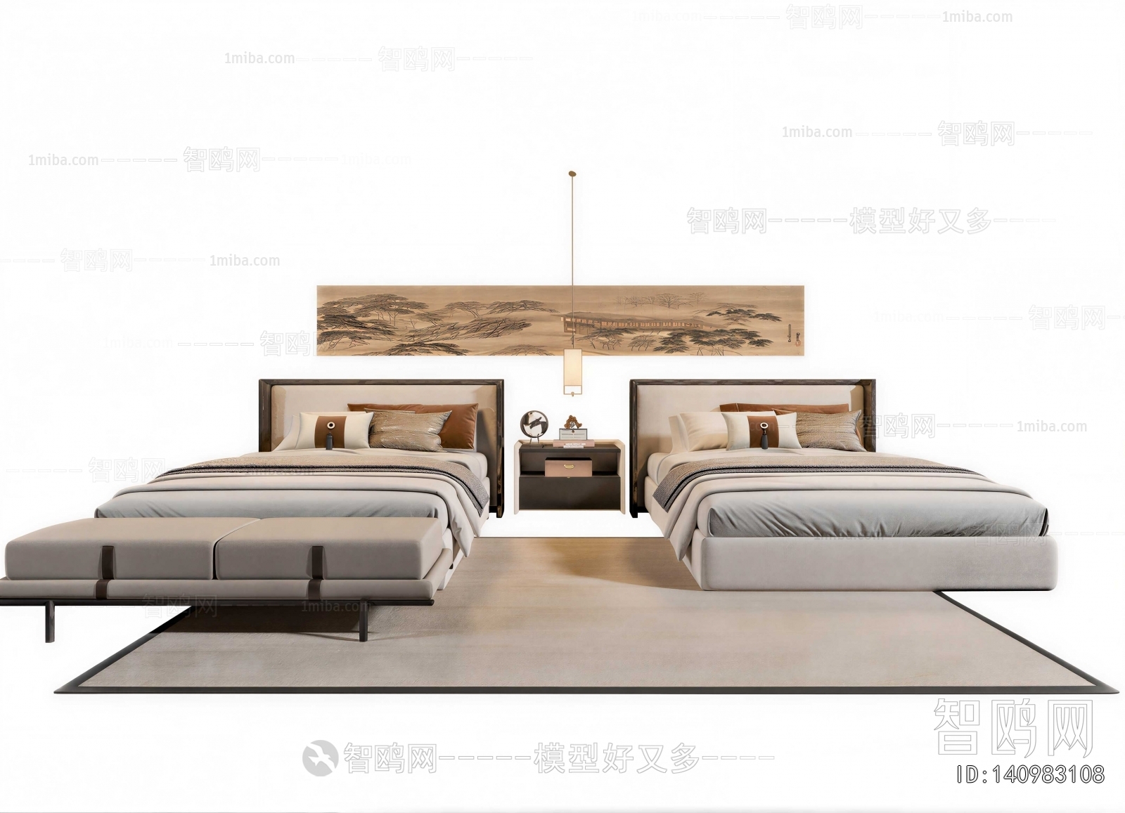 New Chinese Style Single Bed
