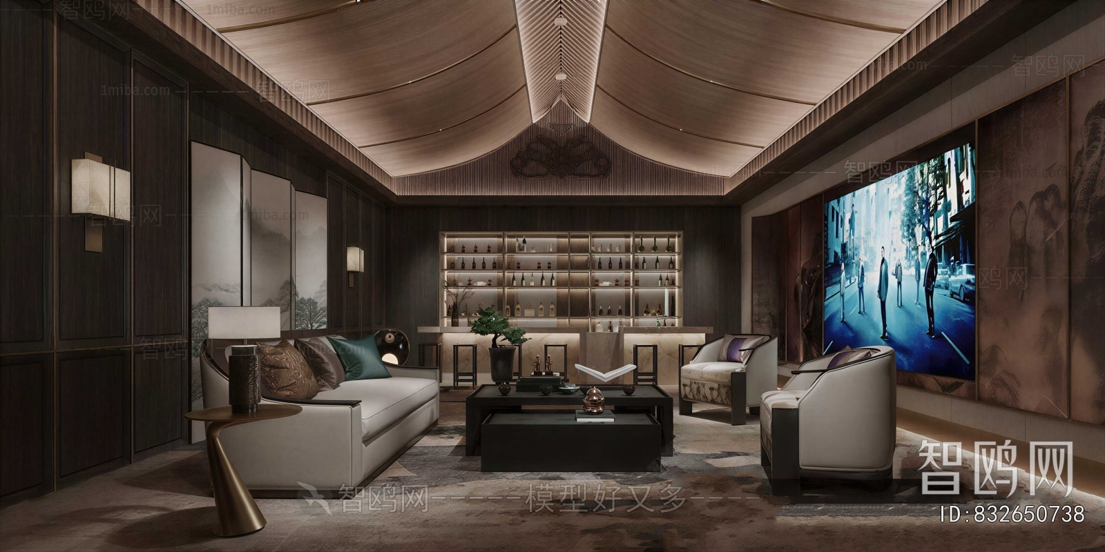 New Chinese Style Audiovisual Room