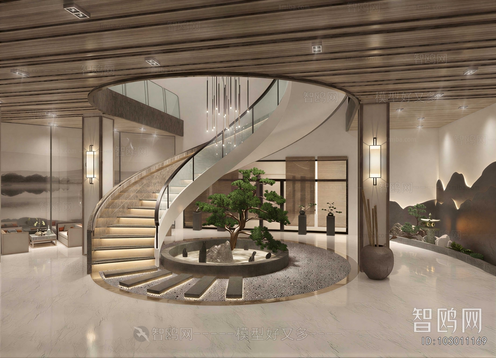 New Chinese Style Rotating Staircase