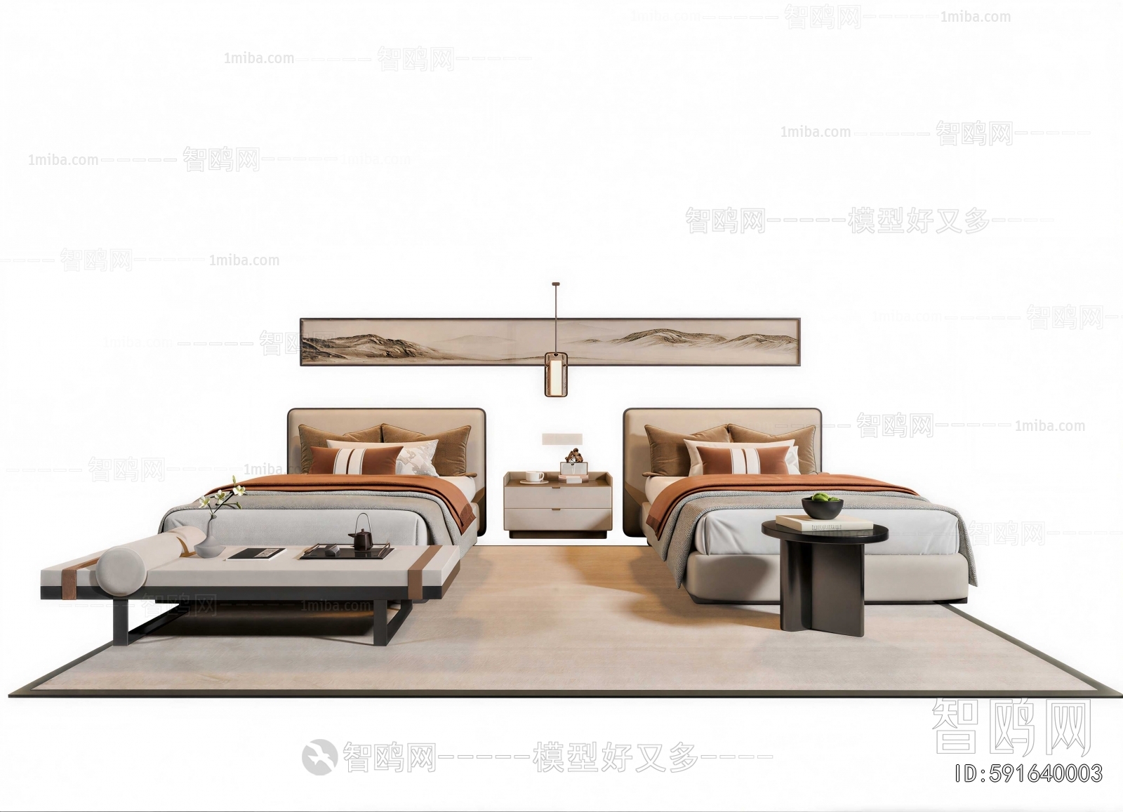 New Chinese Style Single Bed