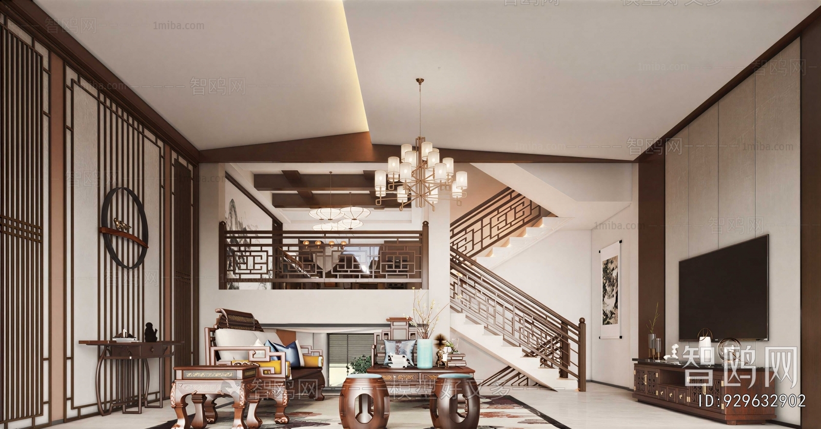 New Chinese Style A Living Room