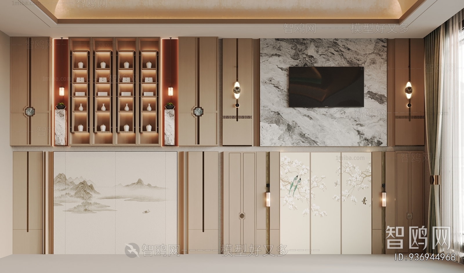 New Chinese Style TV Wall