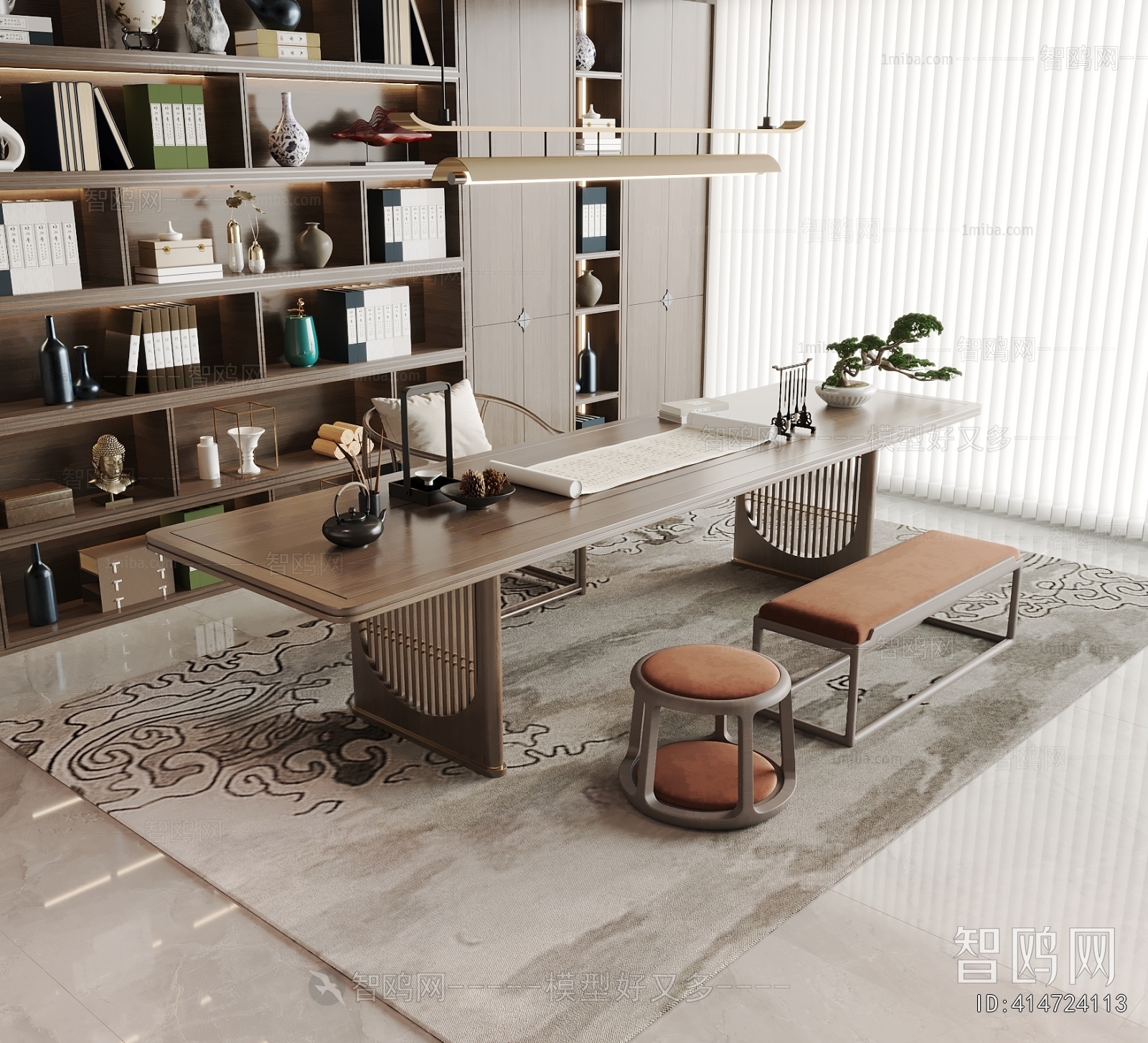 New Chinese Style Computer Desk And Chair