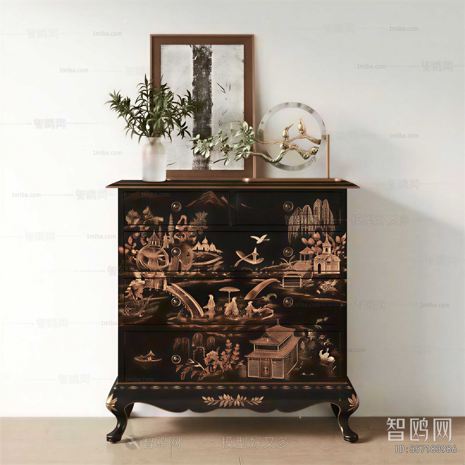 New Chinese Style Entrance Cabinet