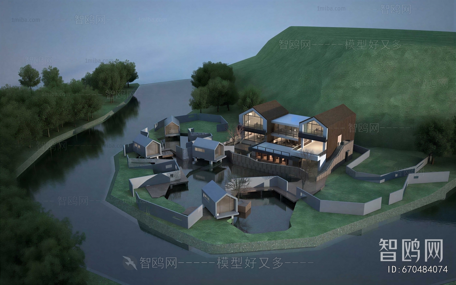 New Chinese Style Architectural Bird's-eye View Planning