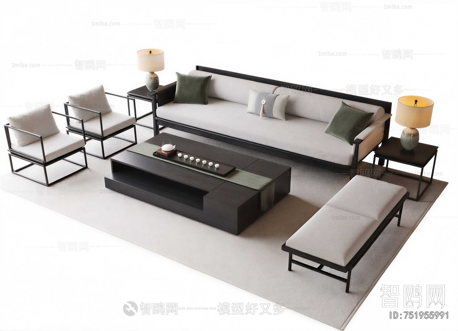 New Chinese Style Sofa Combination