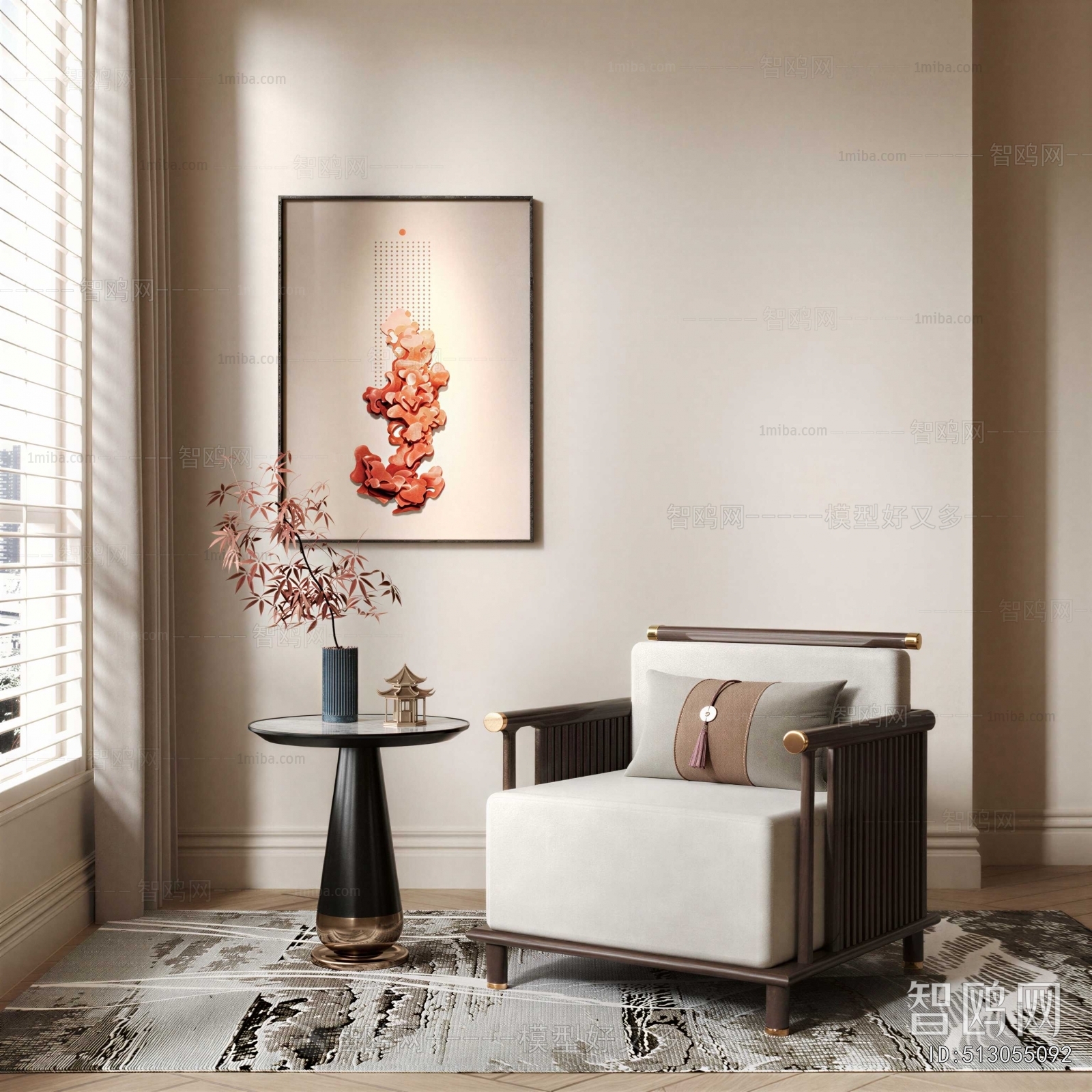 New Chinese Style Single Sofa