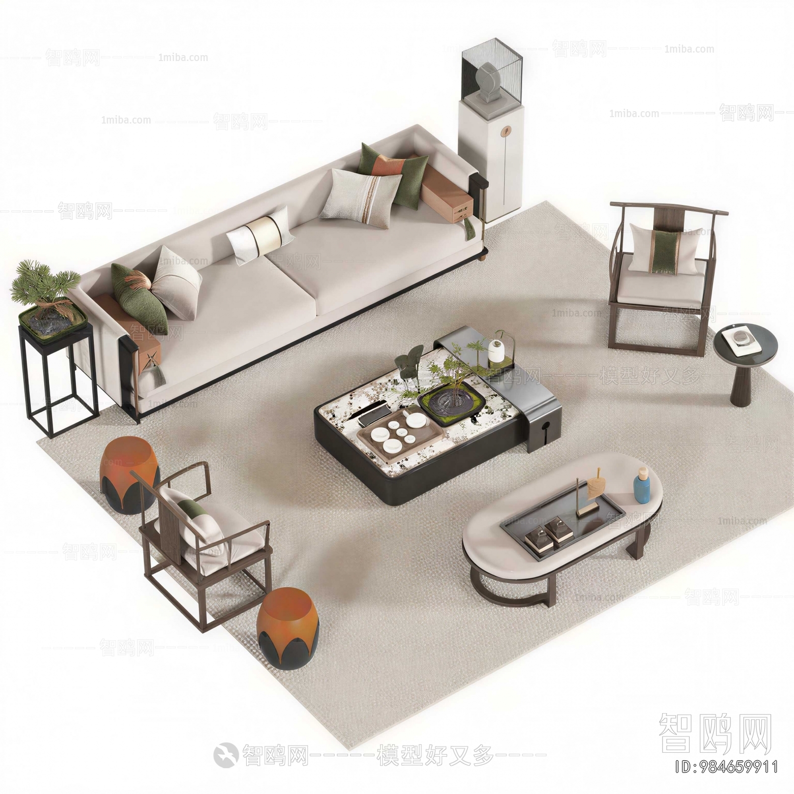 New Chinese Style Sofa Combination