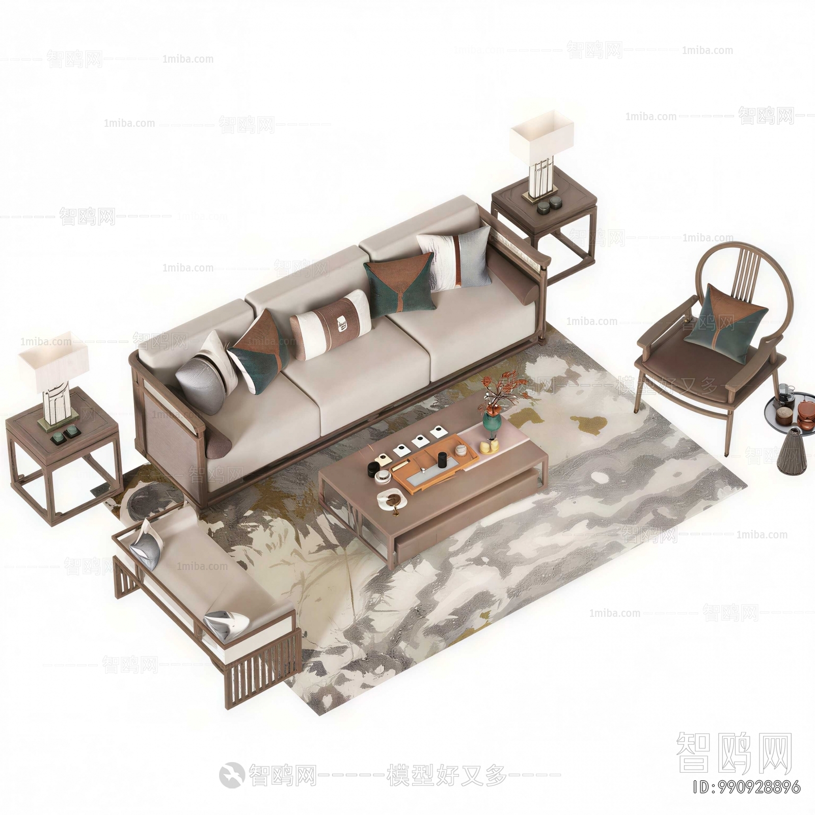 New Chinese Style Sofa Combination