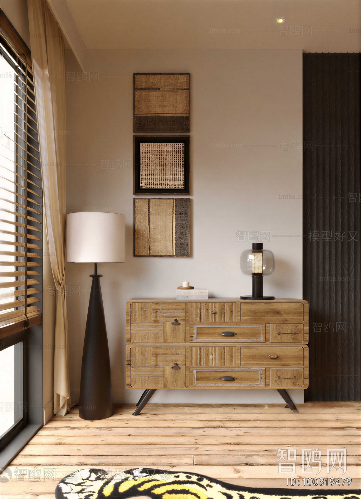 Wabi-sabi Style Side Cabinet