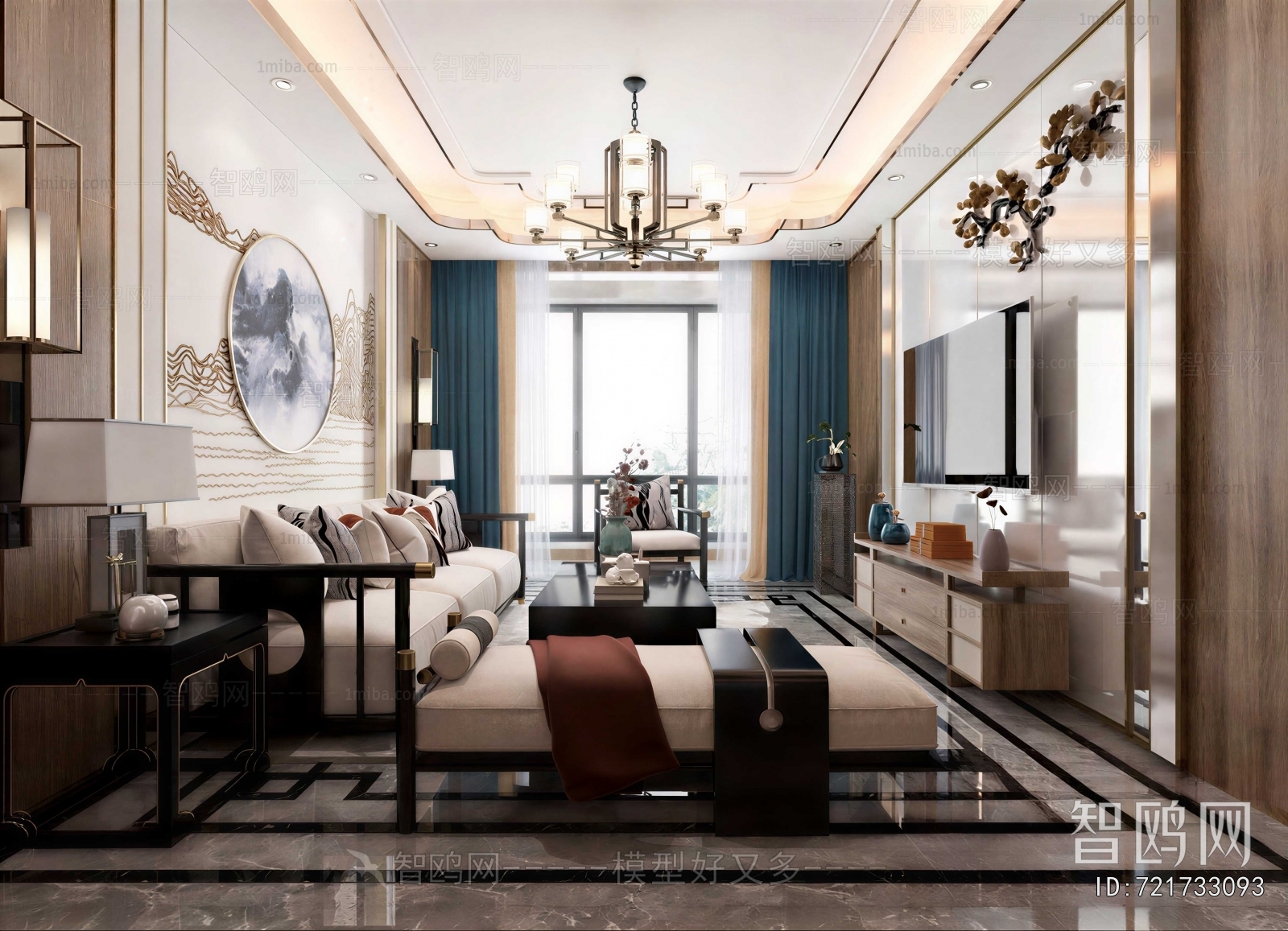 New Chinese Style A Living Room