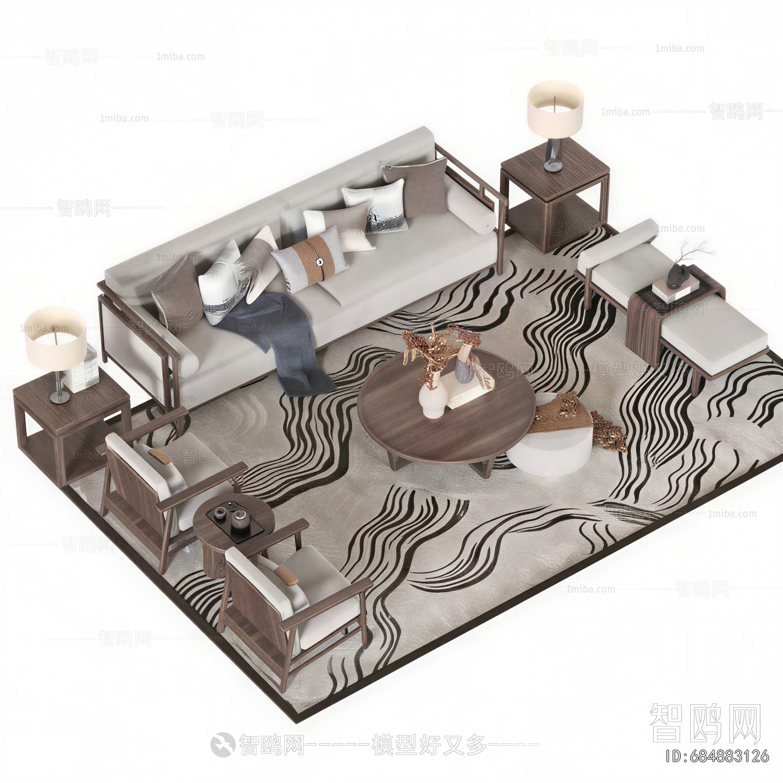 New Chinese Style Sofa Combination