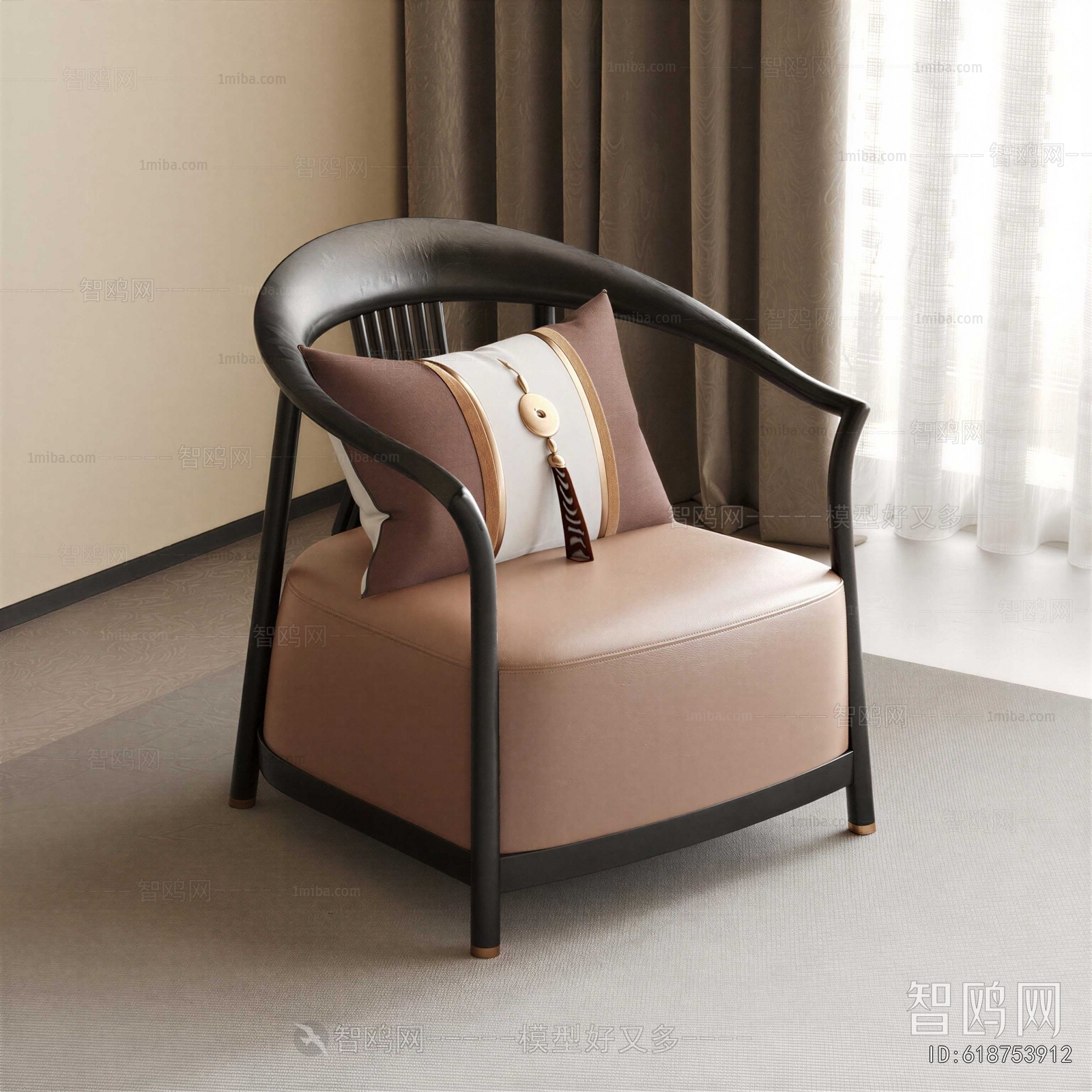 New Chinese Style Single Sofa