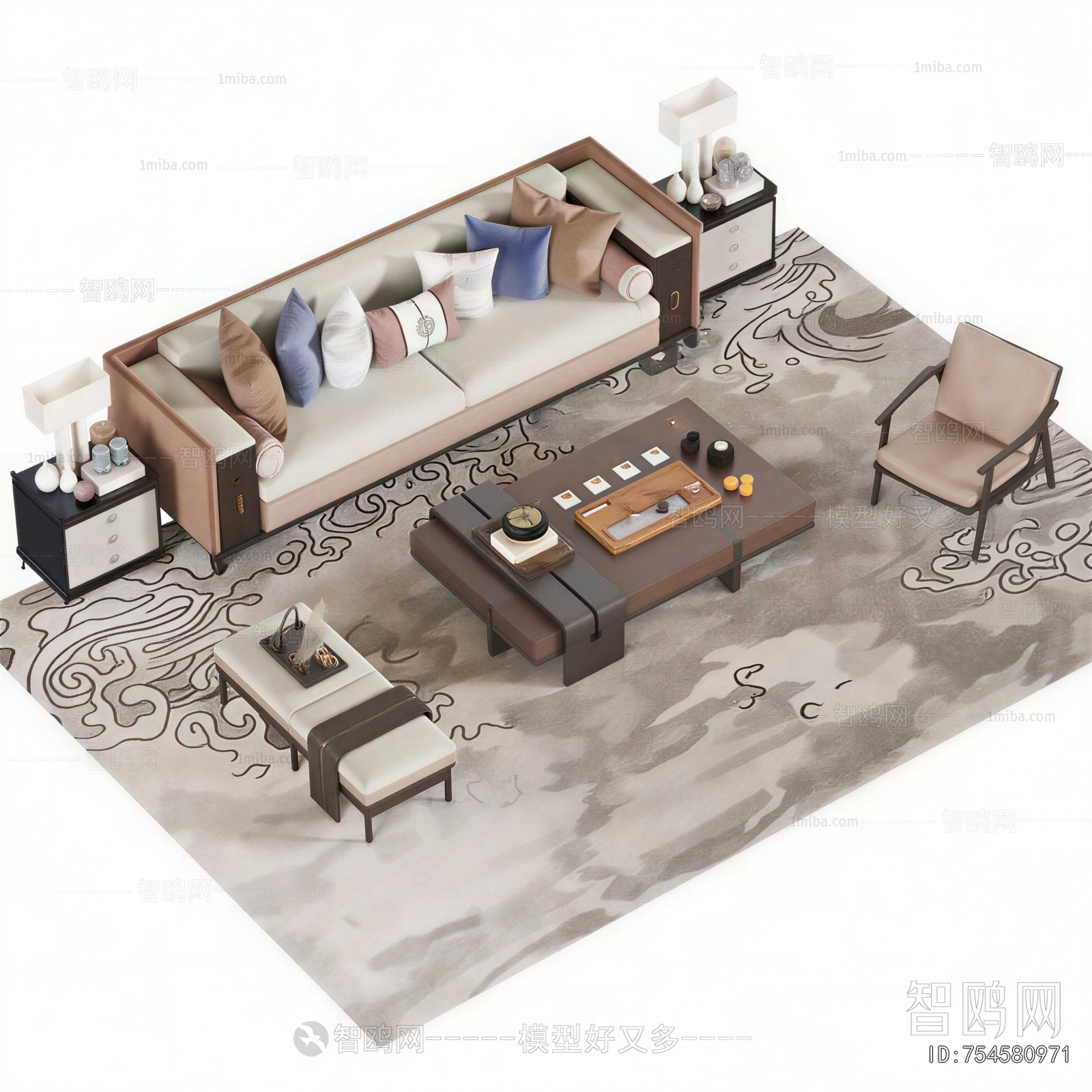 New Chinese Style Sofa Combination