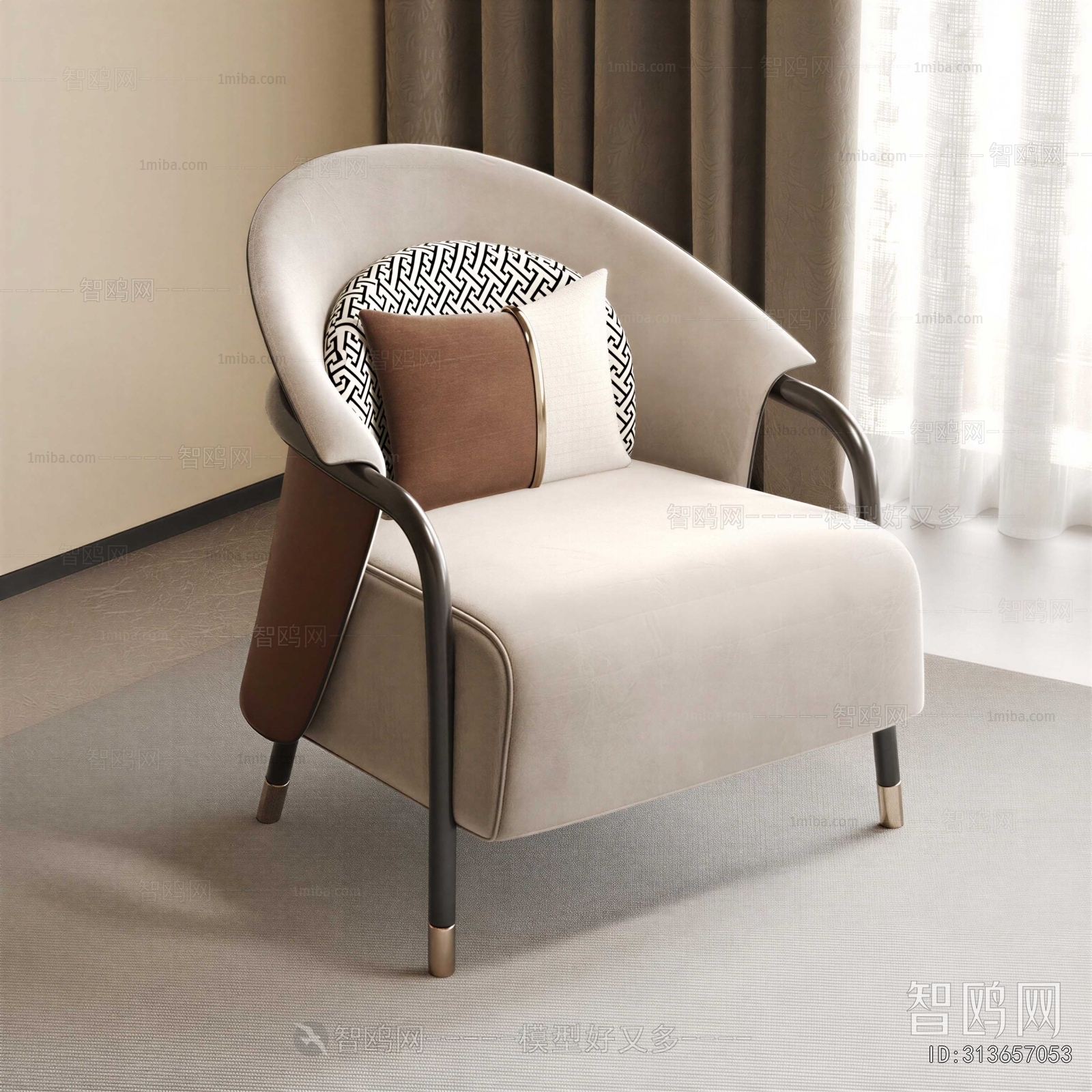 New Chinese Style Single Sofa