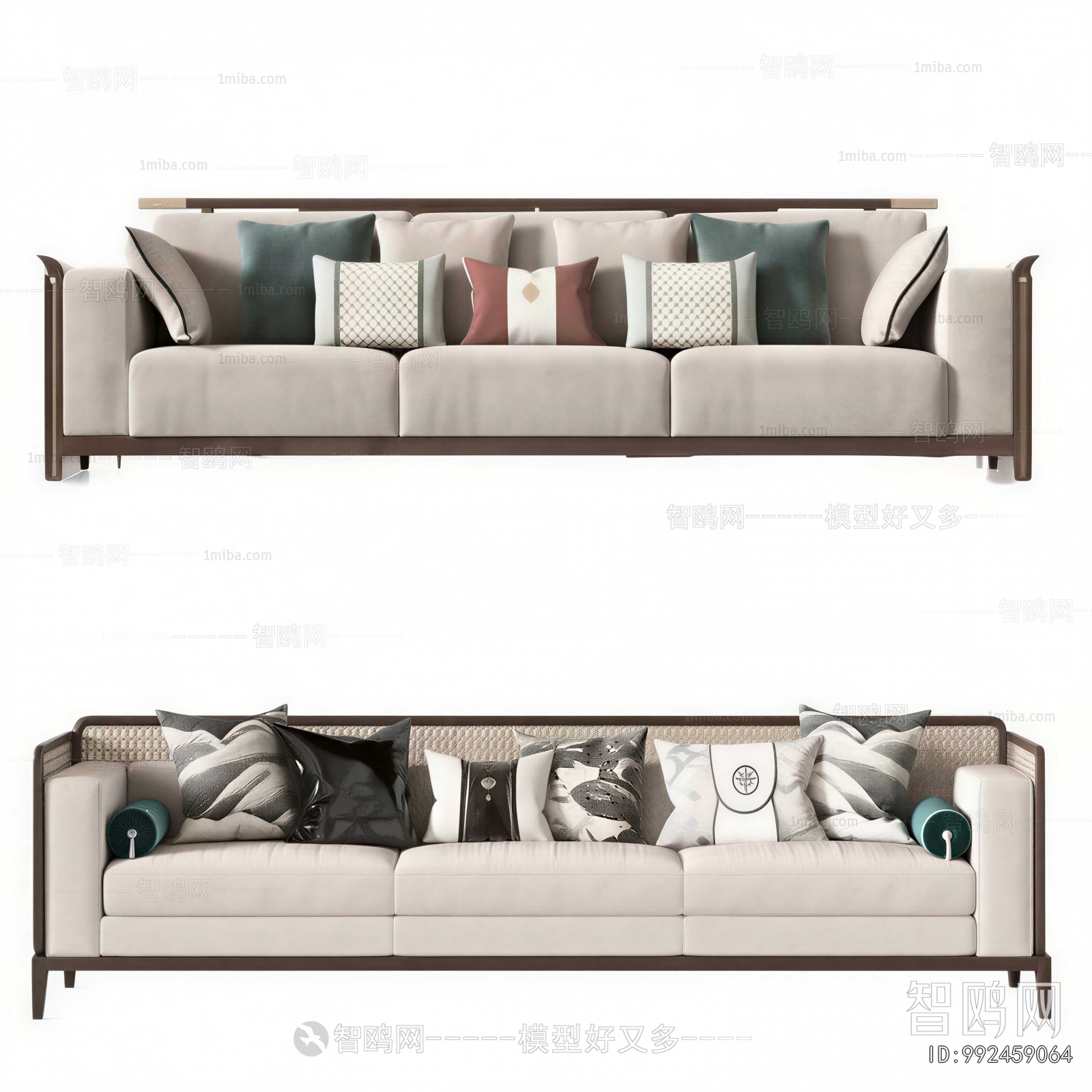 New Chinese Style Three-seat Sofa