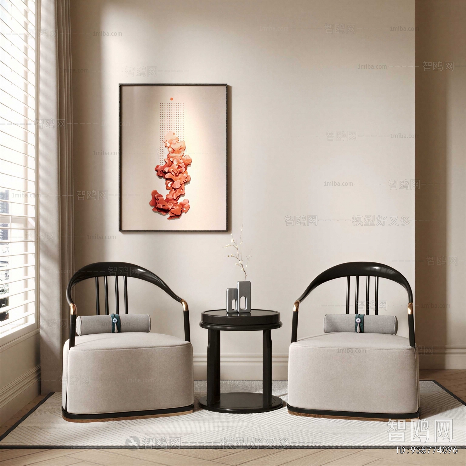 New Chinese Style Single Sofa