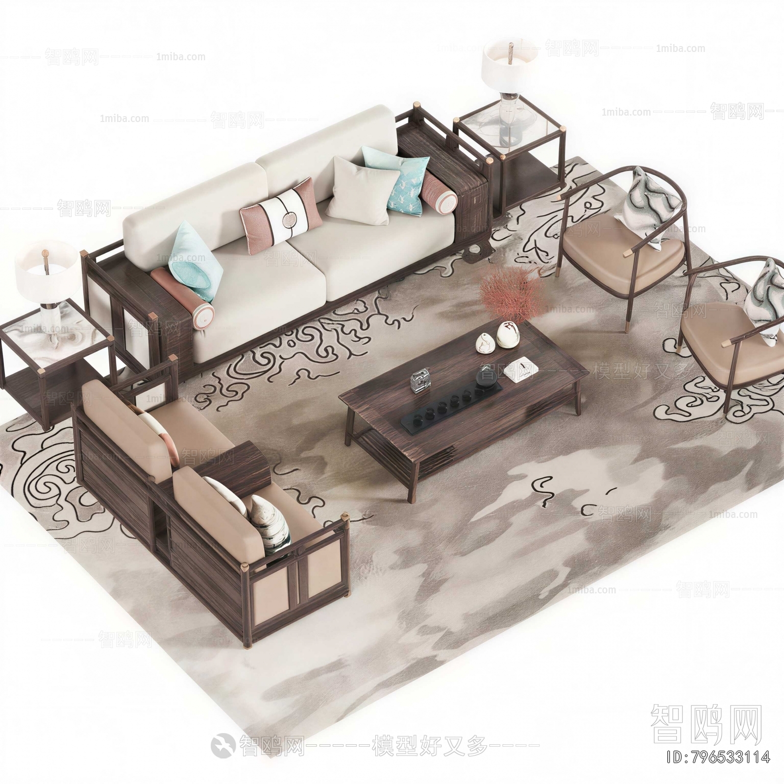 New Chinese Style Sofa Combination