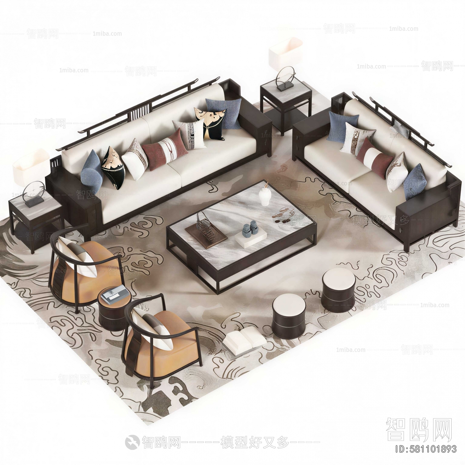 New Chinese Style Sofa Combination