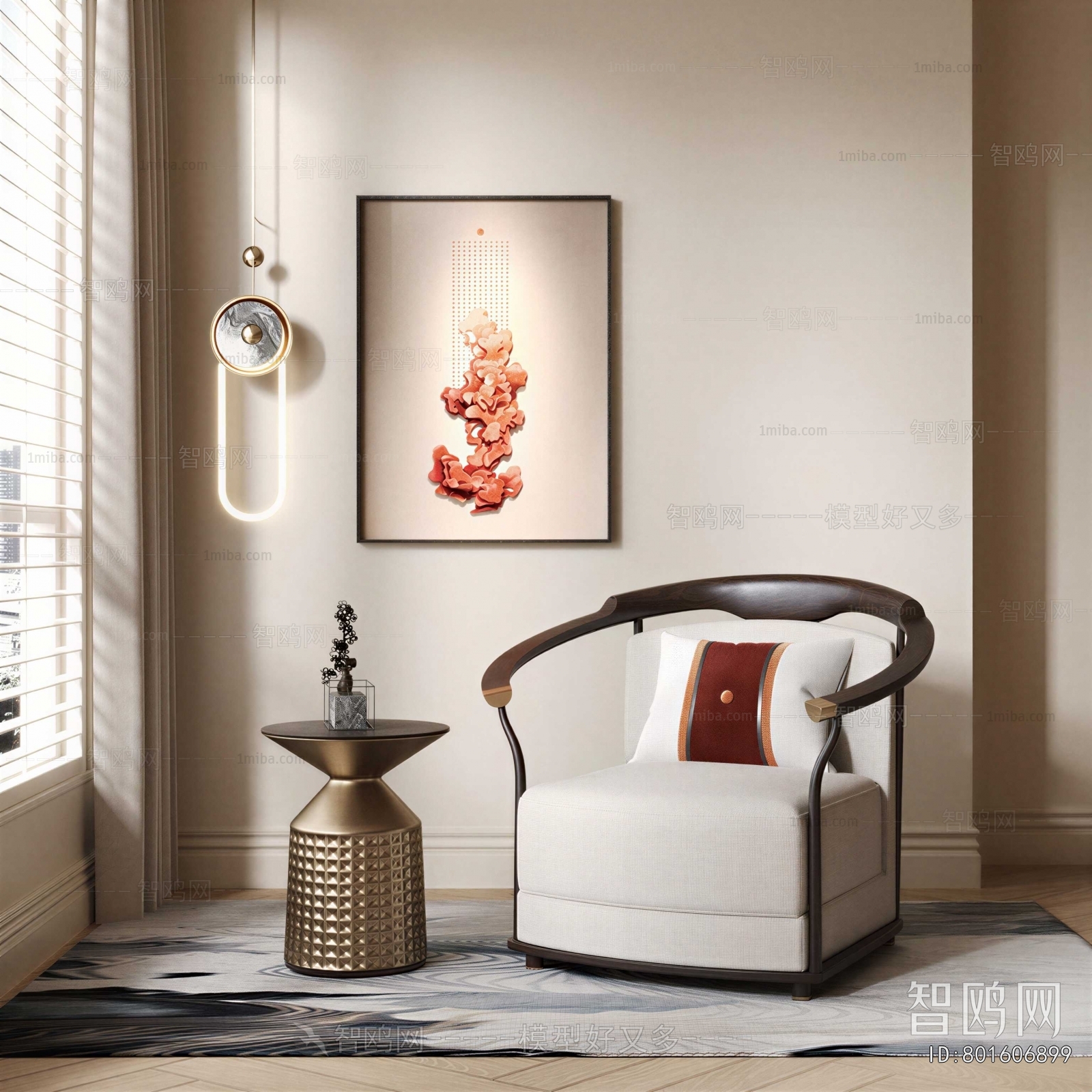 New Chinese Style Single Sofa