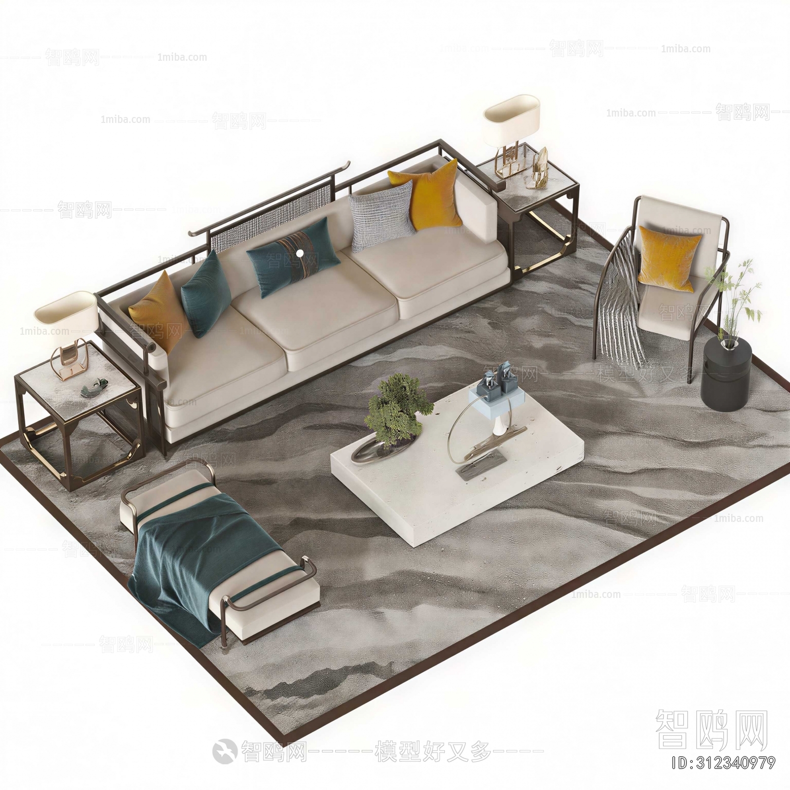 New Chinese Style Sofa Combination