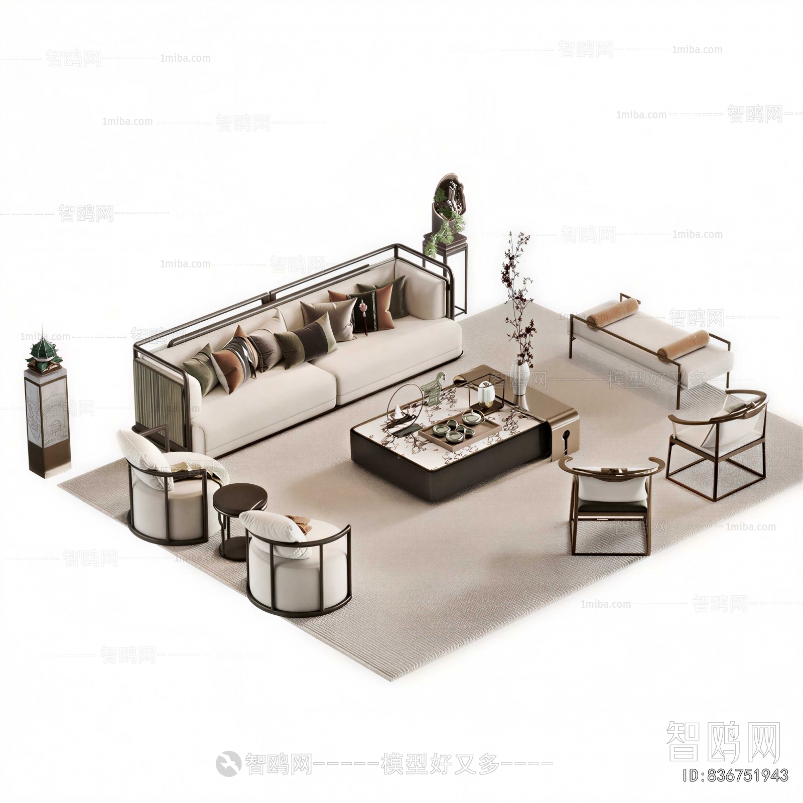 New Chinese Style Sofa Combination