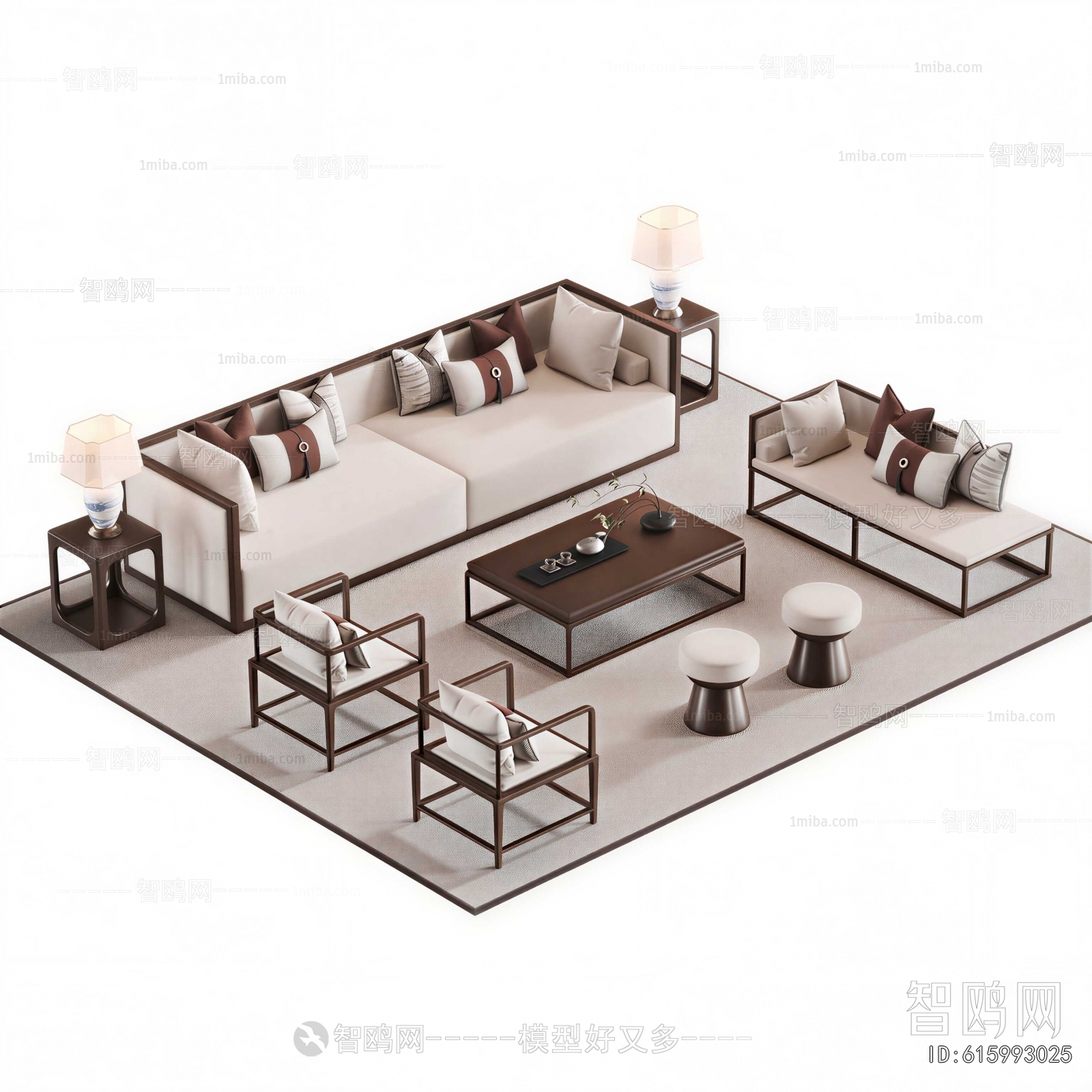 New Chinese Style Sofa Combination