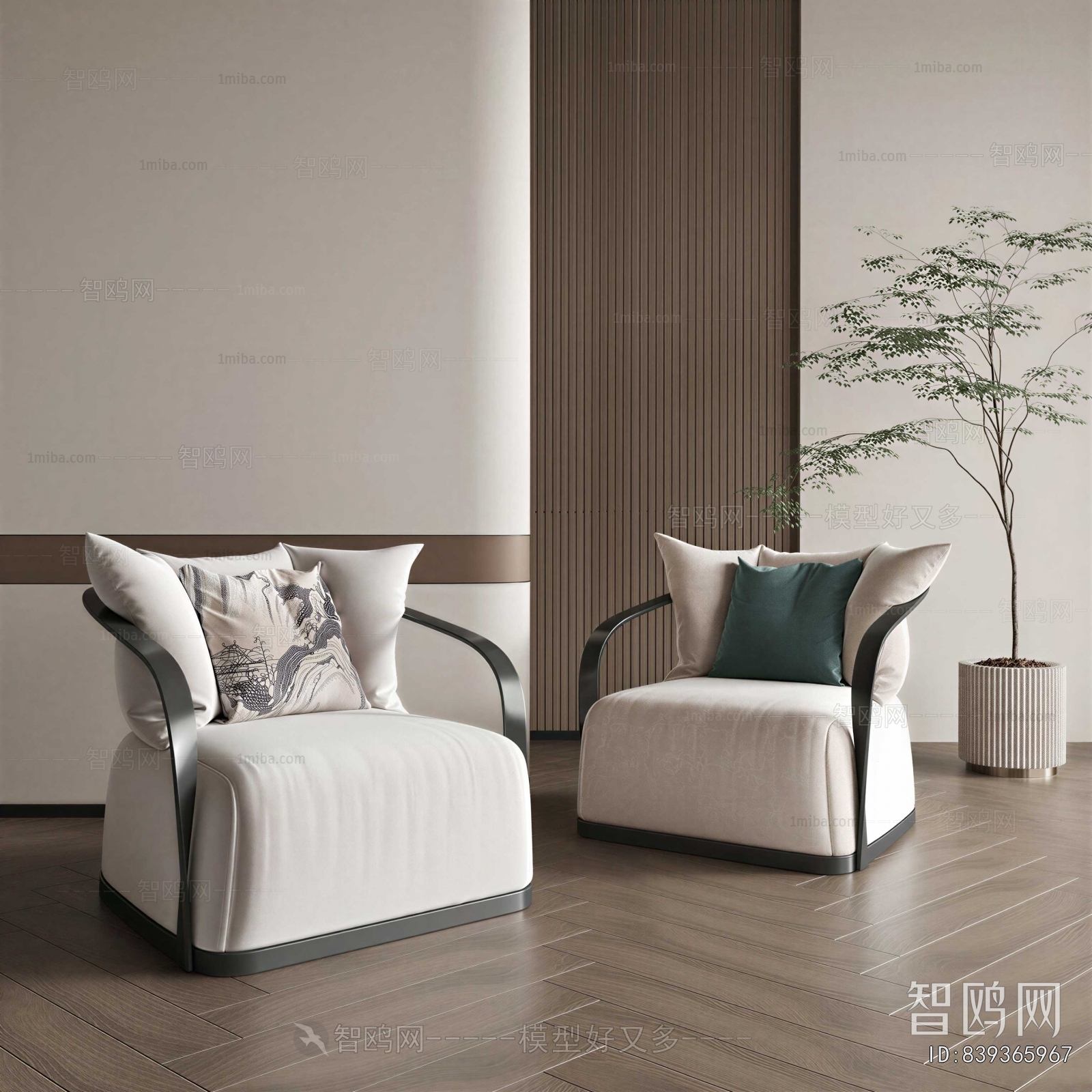 New Chinese Style Single Sofa