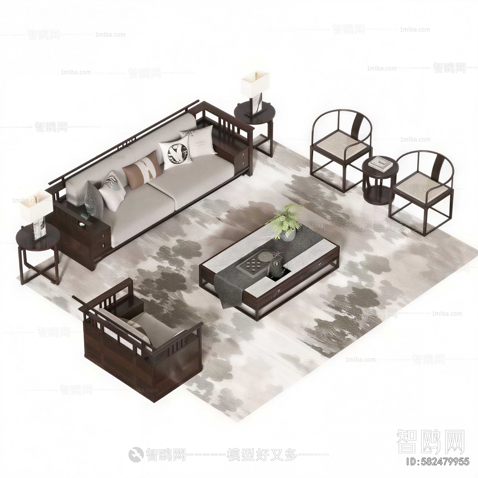 New Chinese Style Sofa Combination