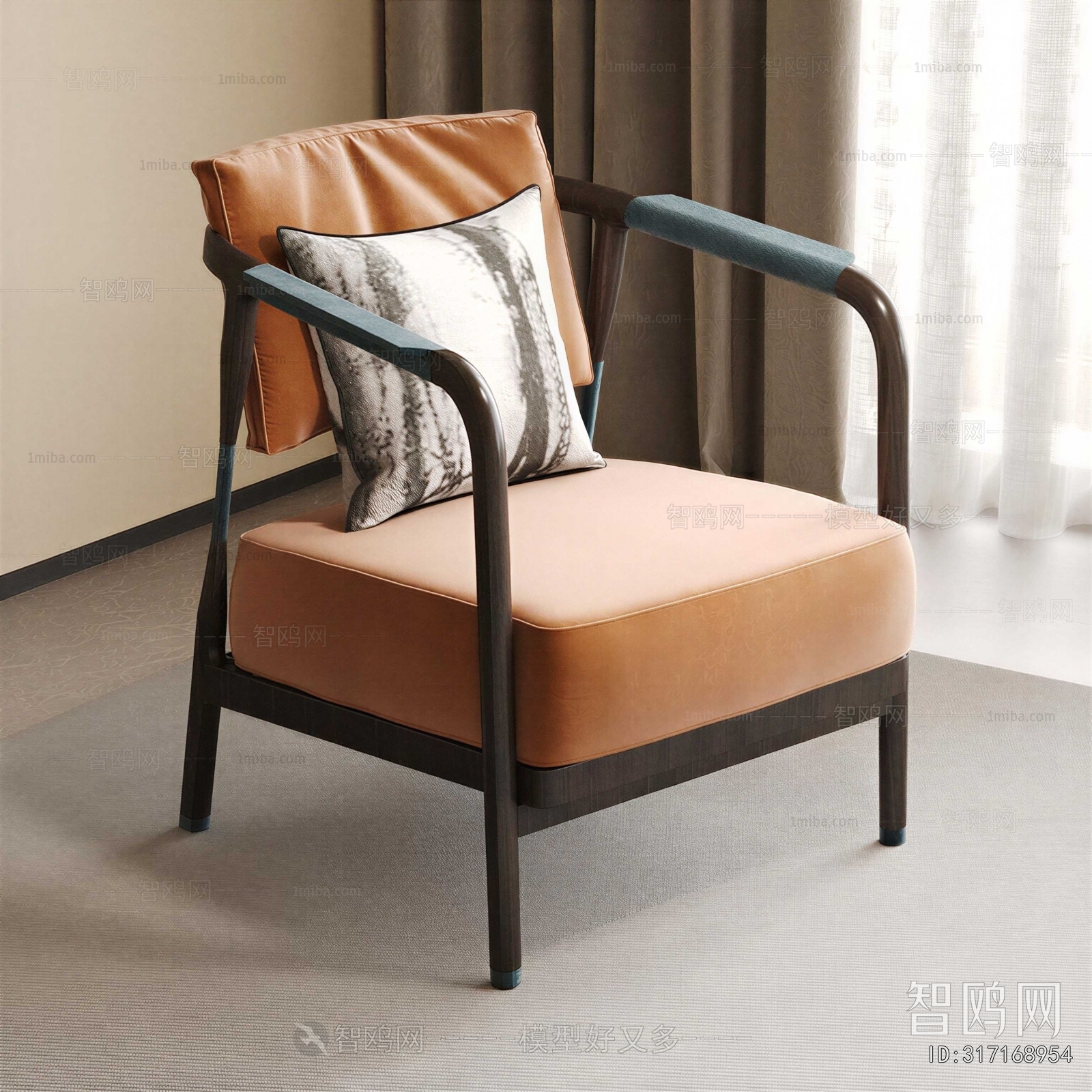 New Chinese Style Single Sofa