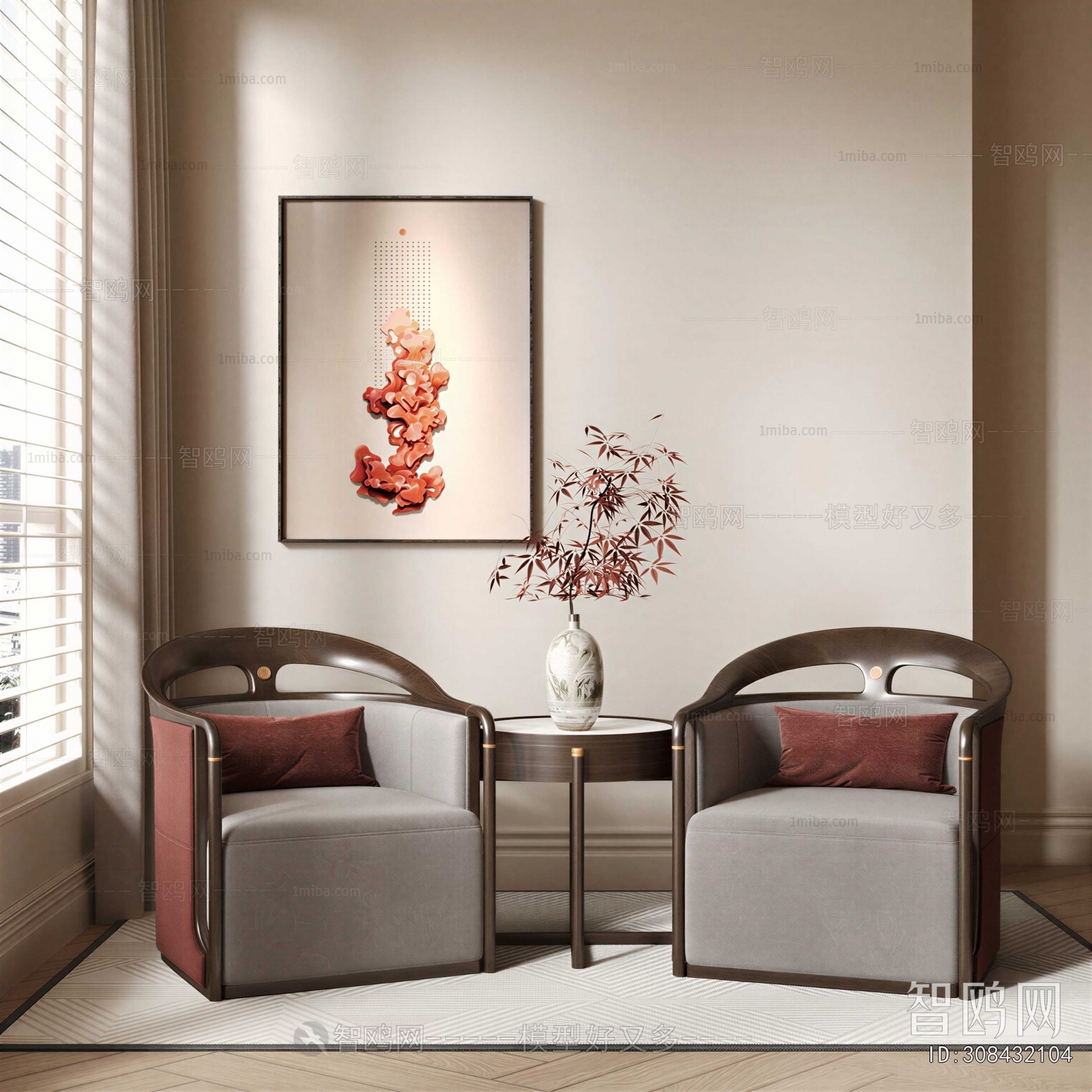 New Chinese Style Single Sofa