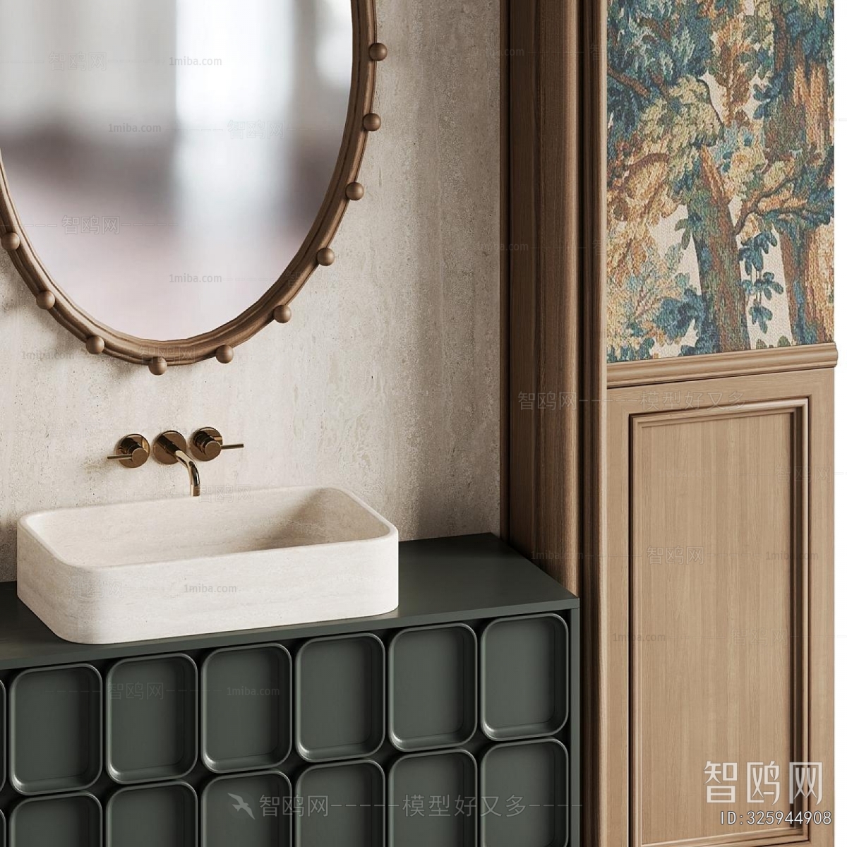 French Style Retro Style Bathroom Cabinet